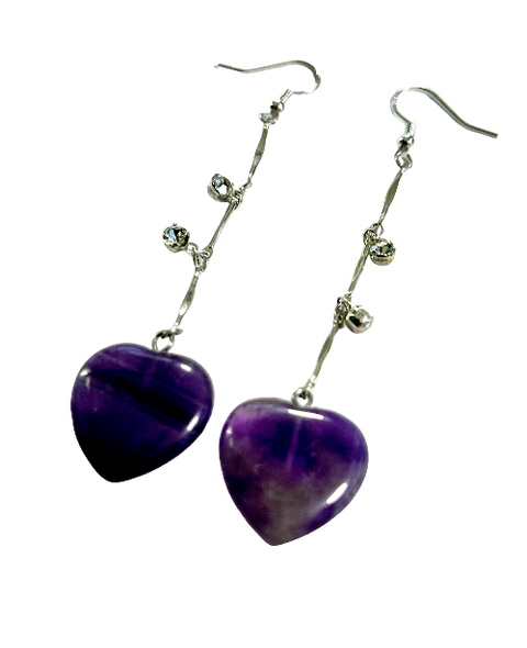 heart shaped amethyst earrings