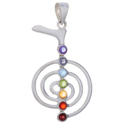 Pendentif Fleur En Pierres Précieuses Naturelles - Reiki Chakra, Plaqué Argent 33x41mm