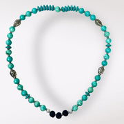 Turquoise, Buddha and Lava Bead Necklace
