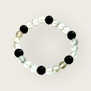 clear quartz and black obsidian bracelet