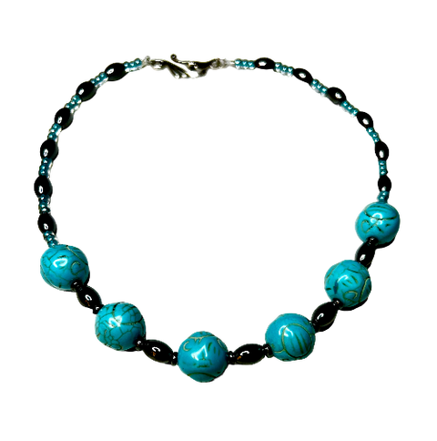 turquoise and hematite necklace