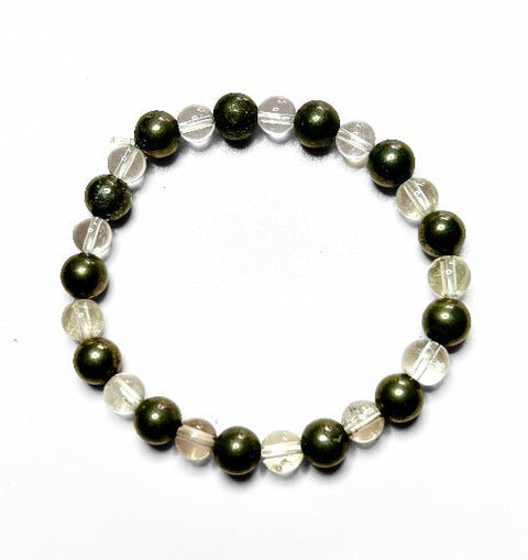 pyrite and clear quartz bracelet
