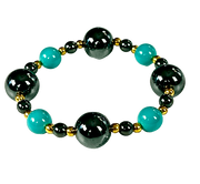 hematite gold and turquoise beacelet