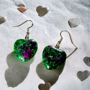 ruby fuchsite heart earrings