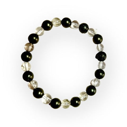 pyrite and clear quartz bracelet