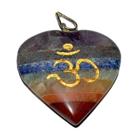 Om Symbol Bonded Chakra Heart Pendant