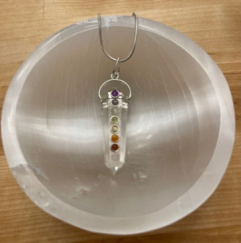 Seven Chakra Double Terminated Crystal Necklace