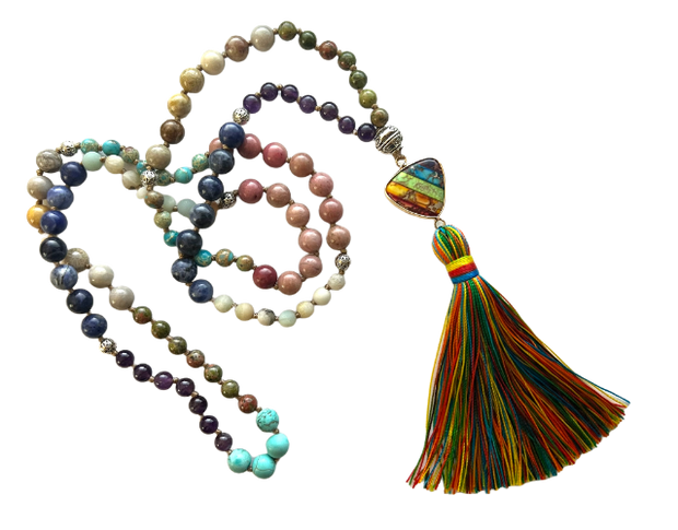 7 chakra gemstone mala bead neacklace