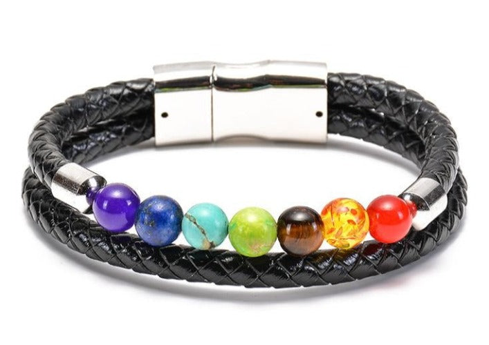 7 chakra leather bracelet