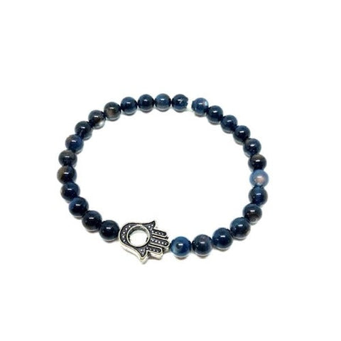 Blue Goldstone and Hamsa Bracelet