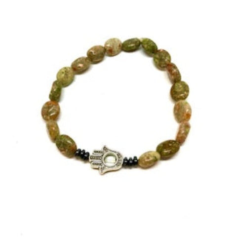 Unikite and Hamsa Stretch Bracelet