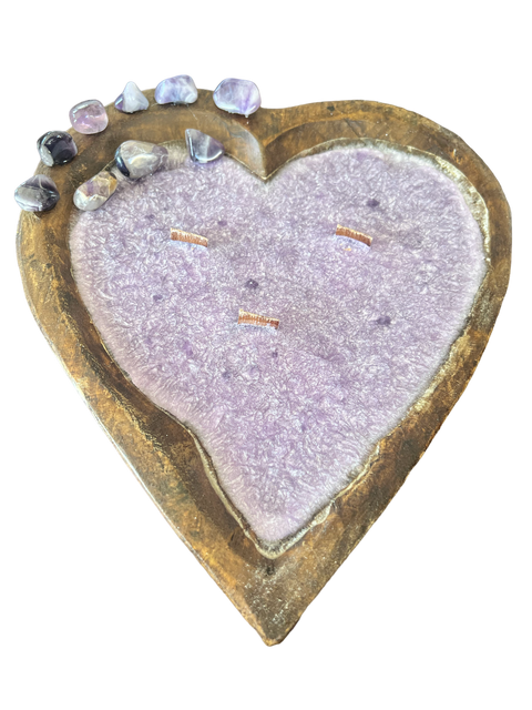 Heart Shaped Wooden Dough Bowl Candle