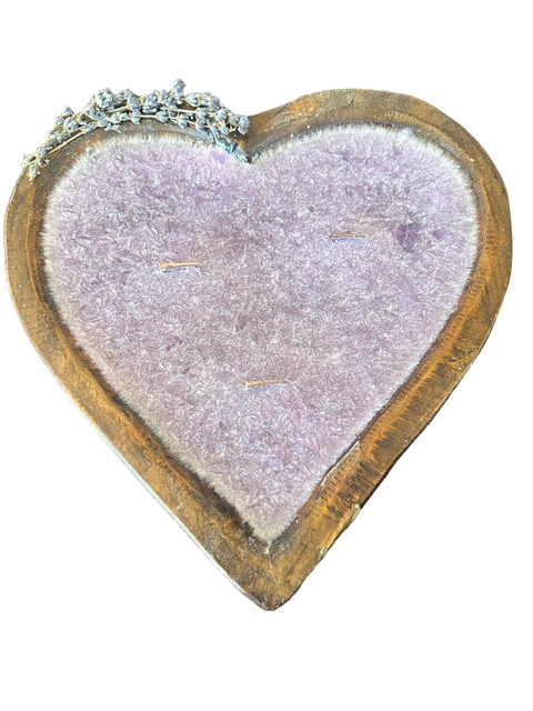 Heart Shaped Wooden Dough Bowl Candle
