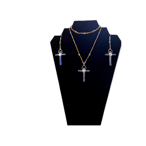 Tanzanite & Lapis Necklace, Bracelet & Earring Set