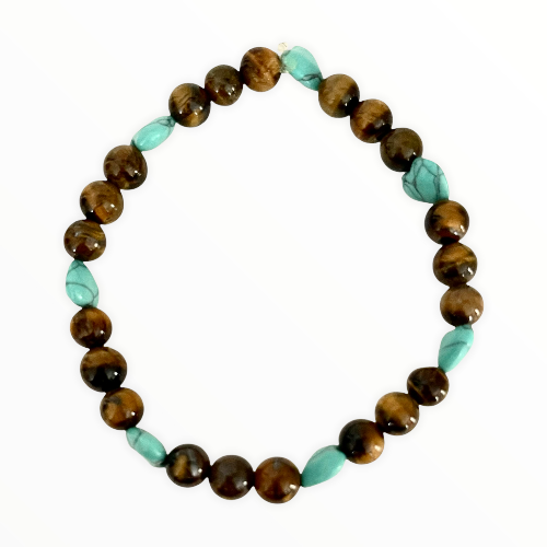 tiger eye and turquoise heart bracelet
