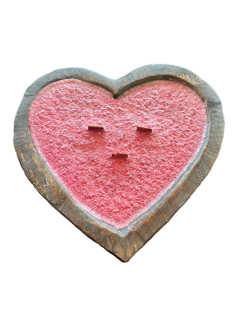 Heart Shaped Wooden Dough Bowl Candle