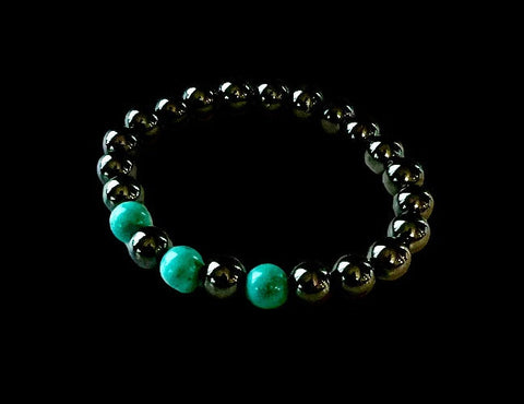 hematite with turquoise bracelet