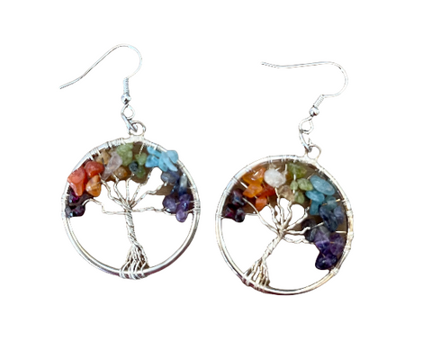 chakra tree of life earrings