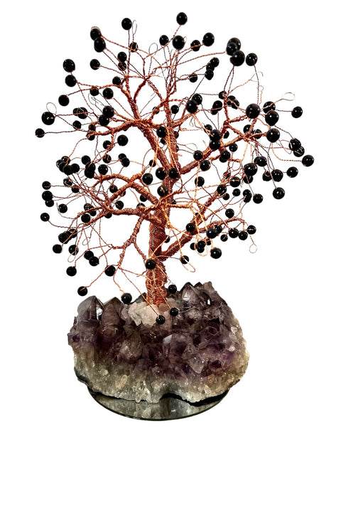 Blue Sandstone and Amethyst Gemstone Tree
