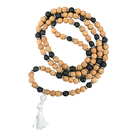 Rudraksha And Lava Bead Mala Necklace