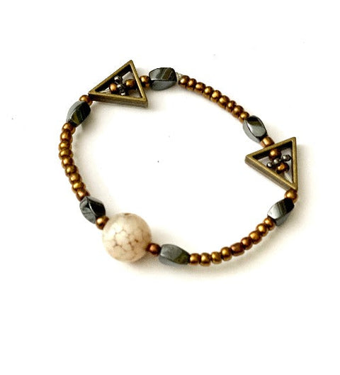 Hematitie and Copper Beaded Bracelet