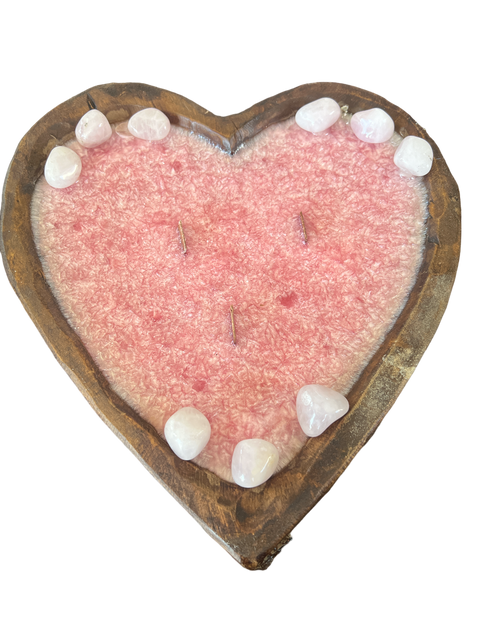 Heart Shaped Wooden Dough Bowl Candle