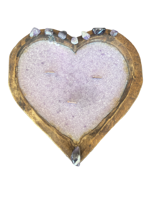 Heart Shaped Wooden Dough Bowl Candle