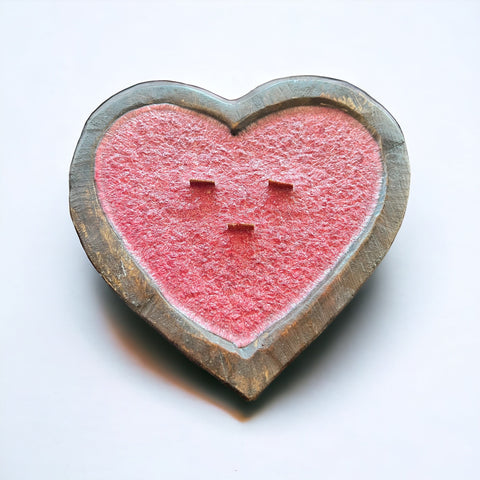 Heart Shaped Wooden Dough Bowl Candle