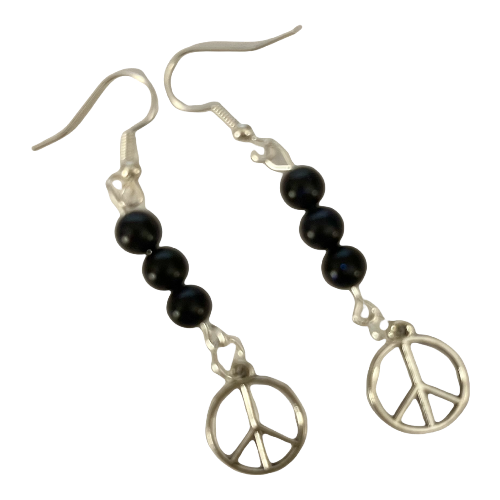 Peace Sign And Blue Sandstone Earrings