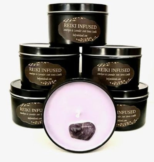 Reiki Infused Anti Anxiety Amethyst & Lavender Soy Candle
