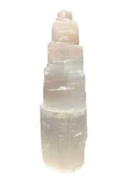 white selenite tower lamp