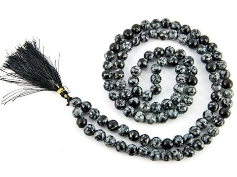 Snowflake Obsidian Prayer Mala